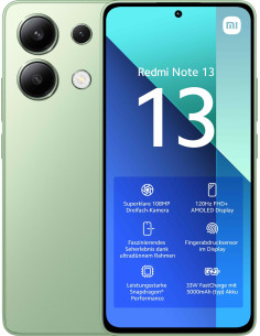 Redmi Note 13 169 cm (6.67) Ranura hibrida Dual SIM Android 13 4G USB Tipo C 6 GB 128 GB 5000 mAh Verde Color menta