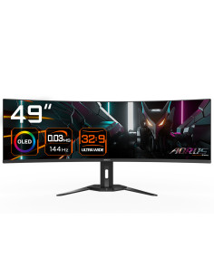 AORUS Monitor de juegos curvo CO49DQ OLED - 5120x1440 (DQHD) 1800R 144Hz 0.03ms KVM FreeSync Premium Pro HDMI 2.1