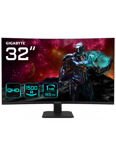 GS32QC 31.5 Monitor de Juego Curvo QHD - 2560 x 1440 1500R 165Hz 1ms 300 cdm2 FreeSync Premium HDR Ready HDMI 2.0 Displayport 1.