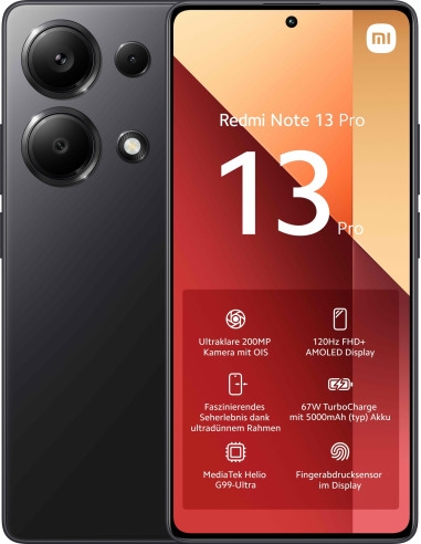 Redmi Note 13 Pro 169 cm (6.67) Ranura hibrida Dual SIM Android 13 4G USB Tipo C 8 GB 256 GB 5000 mAh Negro