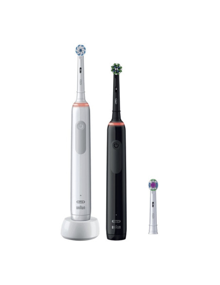 Pack 2 cepillos de dientes eléctricos Oral b - Braun Pro 3 3900 con control de presión