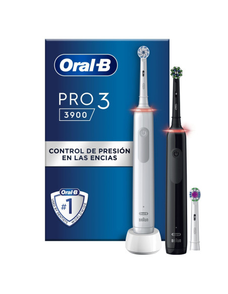 Pack 2 cepillos de dientes eléctricos Oral b - Braun Pro 3 3900 con control de presión